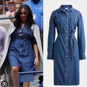 Meghan Markle J Crew Denim Shirtdress with tie belt